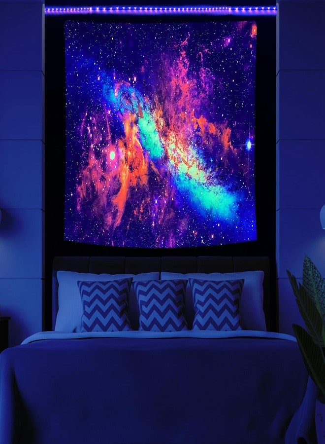 PSYHILAR Blacklight Tapestry Galaxy Nebula Stars UV Reactive Neon Universe Space Wall Hanging Black Light Posters for Adults (79 x 59 Inches) - Image 3